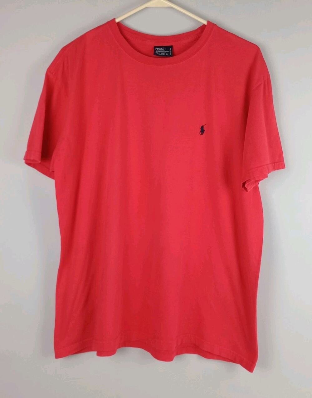 VTG Polo By Ralph Lauren Men M Red Embroidered Logo Designer Short Sleeve Tshirt